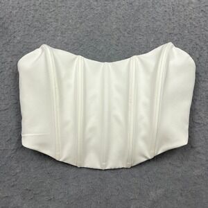 WHITE FOX Patience Corset Womens Small White Boned Bustier Zip Back Mini Top NWT